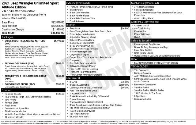 2021 Jeep Wrangler Unlimited Sport Altitude
