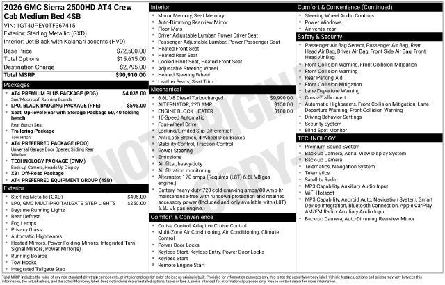 2026 GMC Sierra 2500 HD AT4
