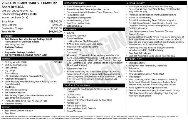 2026 GMC Sierra 1500 SLT