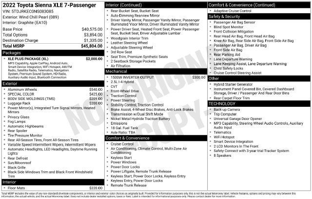 2022 Toyota Sienna XLE