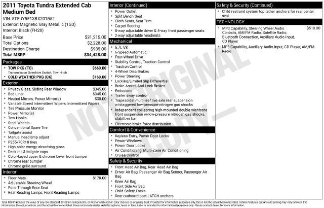 2011 Toyota Tundra 4WD Truck Grade